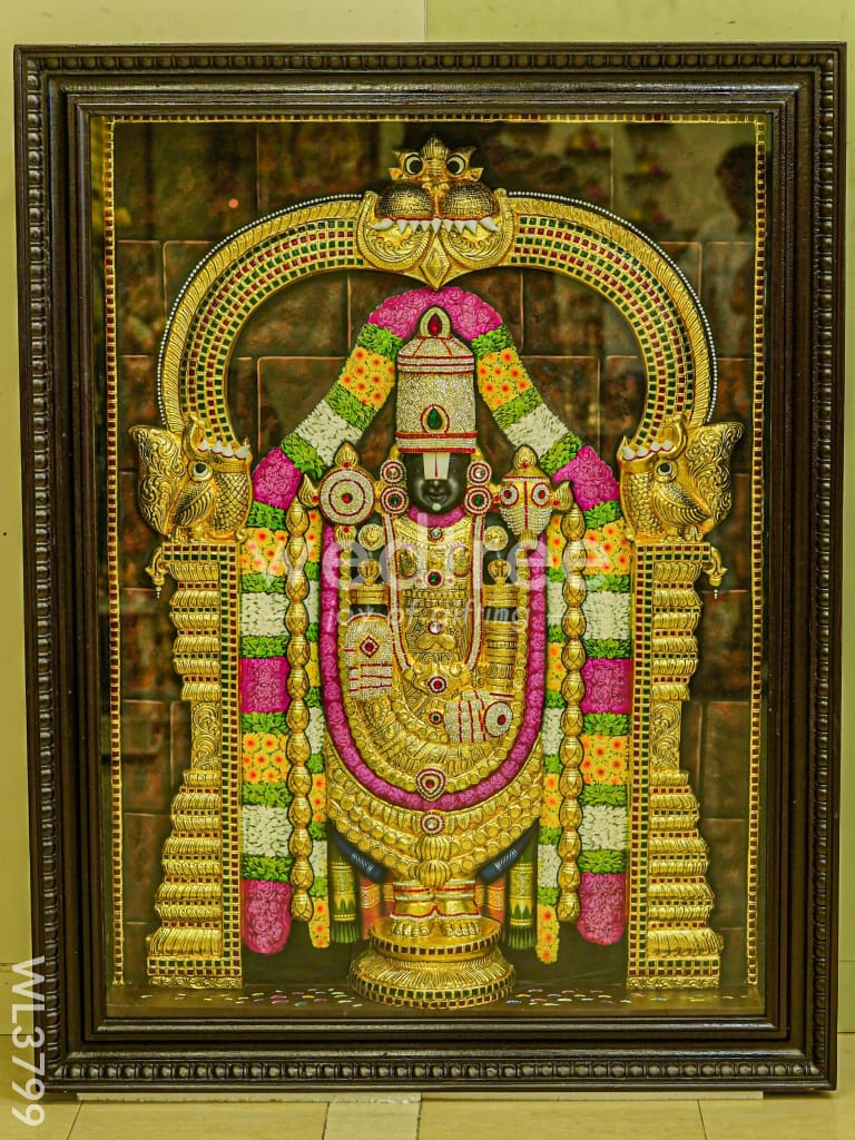 Tanjore Painting - Tirupathi Balaji - Embossed - 4x3 ft - WL3799