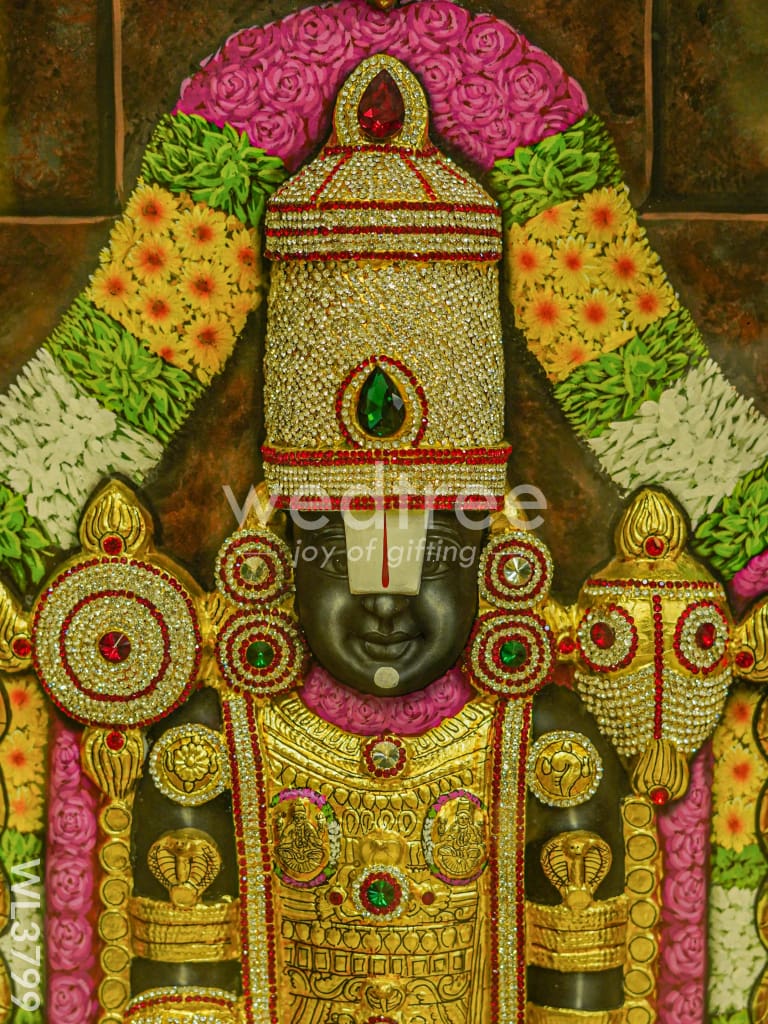 Tanjore Painting - Tirupathi Balaji - Embossed - 4x3 ft - WL3799