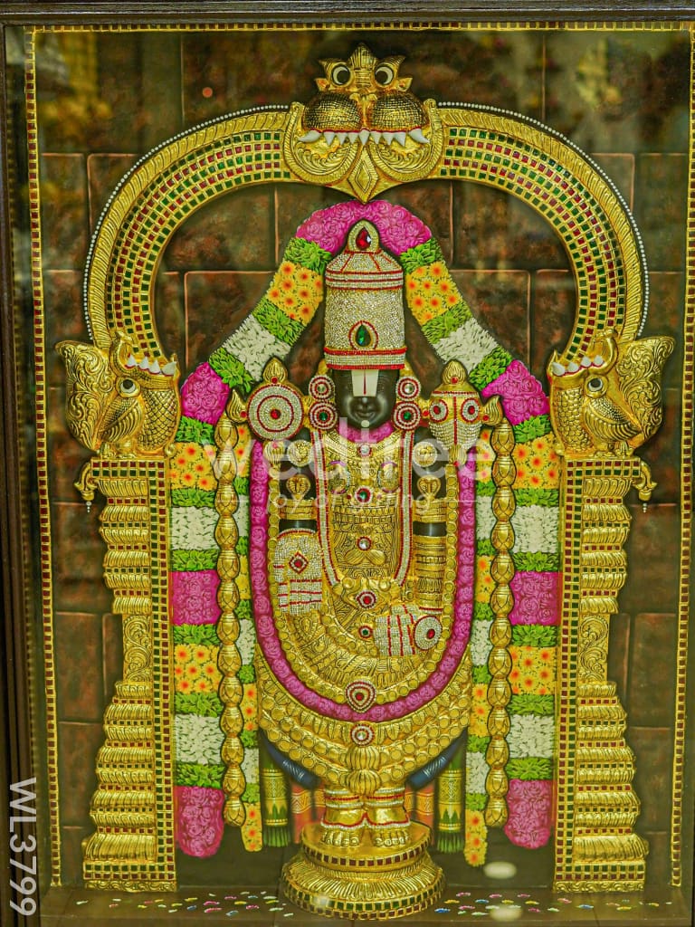 Tanjore Painting - Tirupathi Balaji - Embossed - 4x3 ft - WL3799