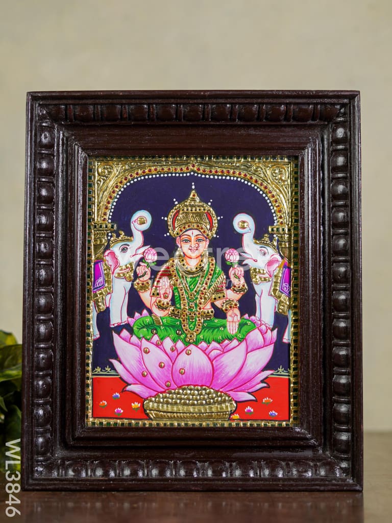 Tanjore Painting - Gaja Lakshmi - Flat (Gold foil) - 10x8 inch - WL3846