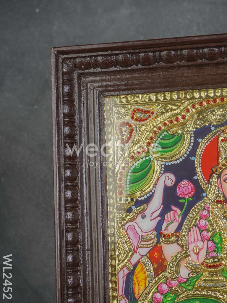 Tanjore Painting Gajalakshmi - Flat (Gold foil) - 15x12 inch - WL2452