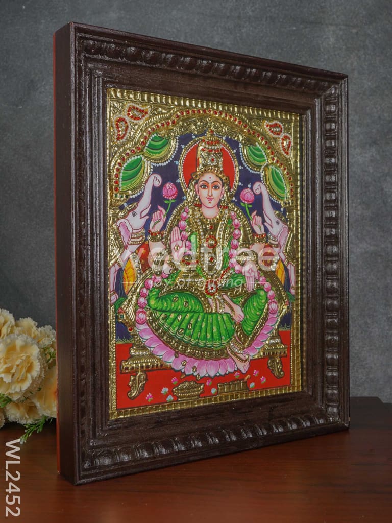 Tanjore Painting Gajalakshmi - Flat (Gold foil) - 15x12 inch - WL2452