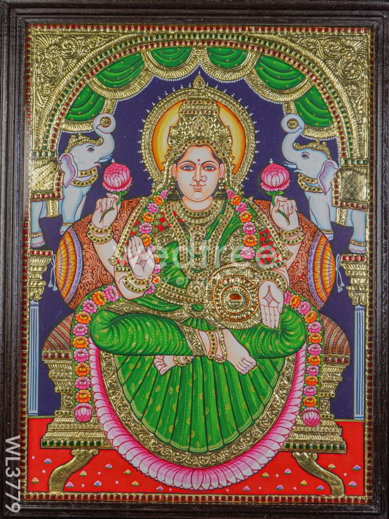 Tanjore Painting Gajalakshmi - Flat (Gold foil) - 24x18 inch - WL3779