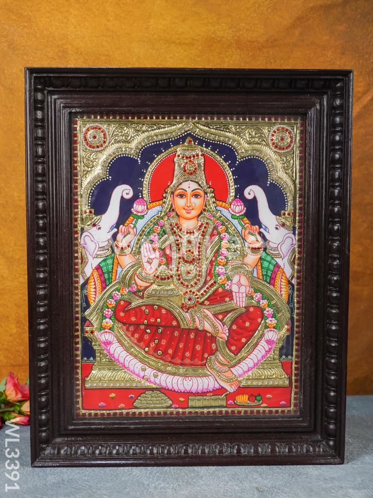 Tanjore Painting Gajalakshmi (Semi embossed)- 24 x 18 inch - WL3391