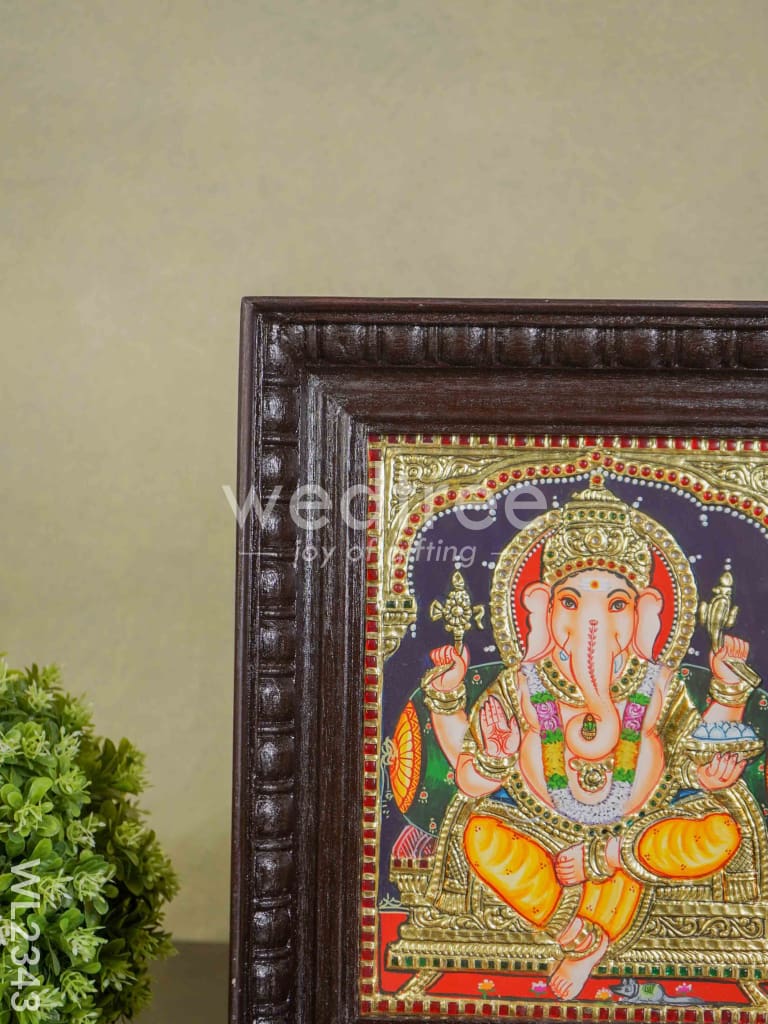 Tanjore Painting - Ganesha 10x8 - Flat (Gold foil) - WL2343