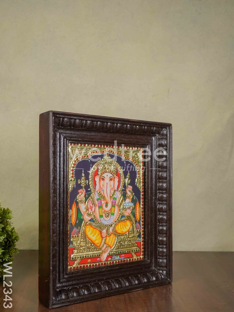 Tanjore Painting - Ganesha 10x8 - Flat (Gold foil) - WL2343