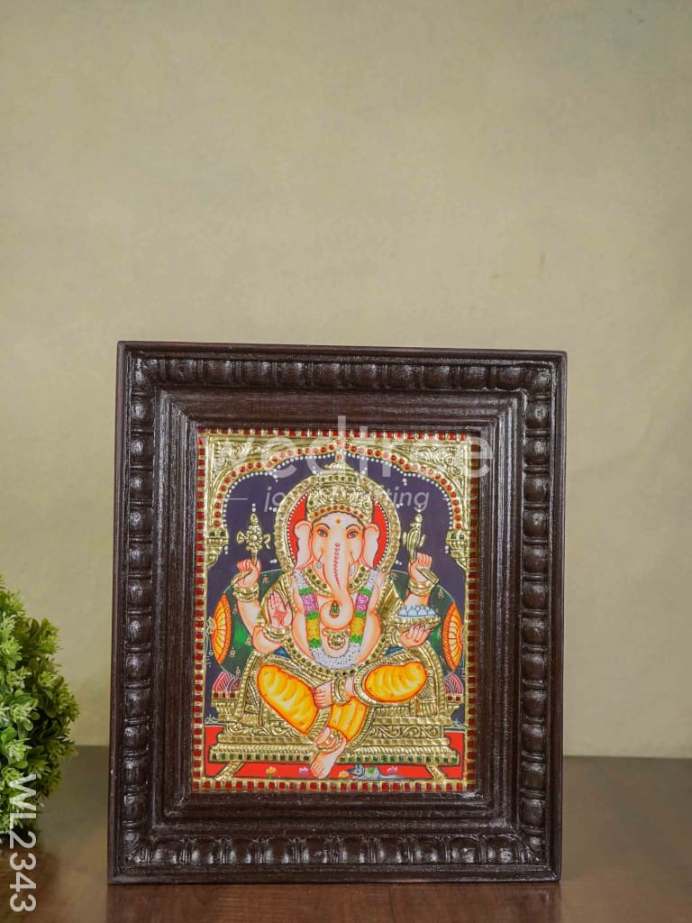 Tanjore Painting - Ganesha 10x8 - Flat (Gold foil) - WL2343