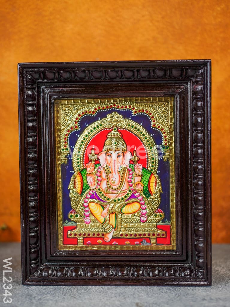 Tanjore Painting - Ganesha 10x8 - Flat (Gold foil) - WL2343