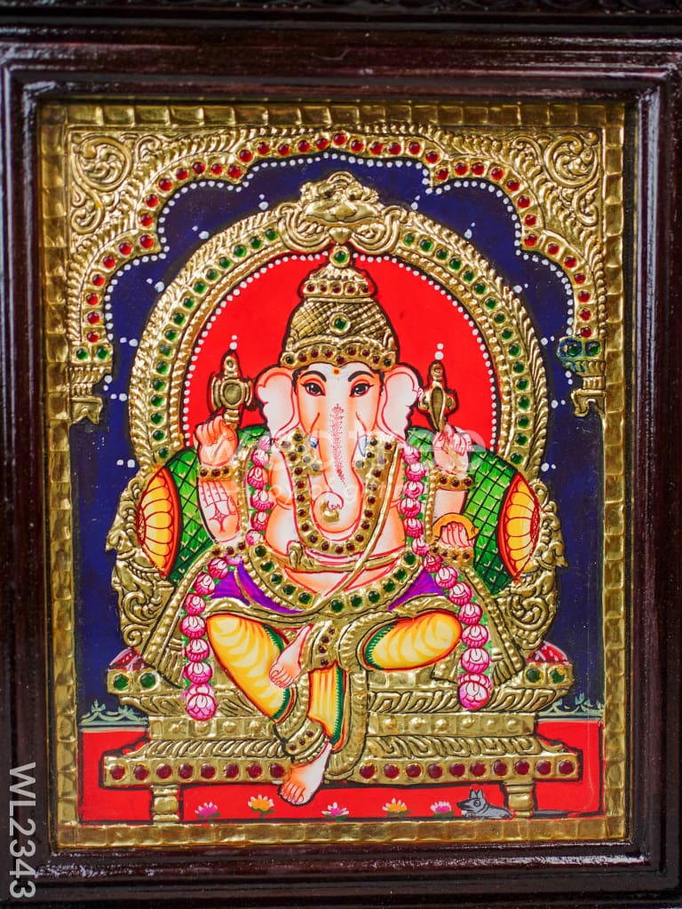 Tanjore Painting - Ganesha 10x8 - Flat (Gold foil) - WL2343