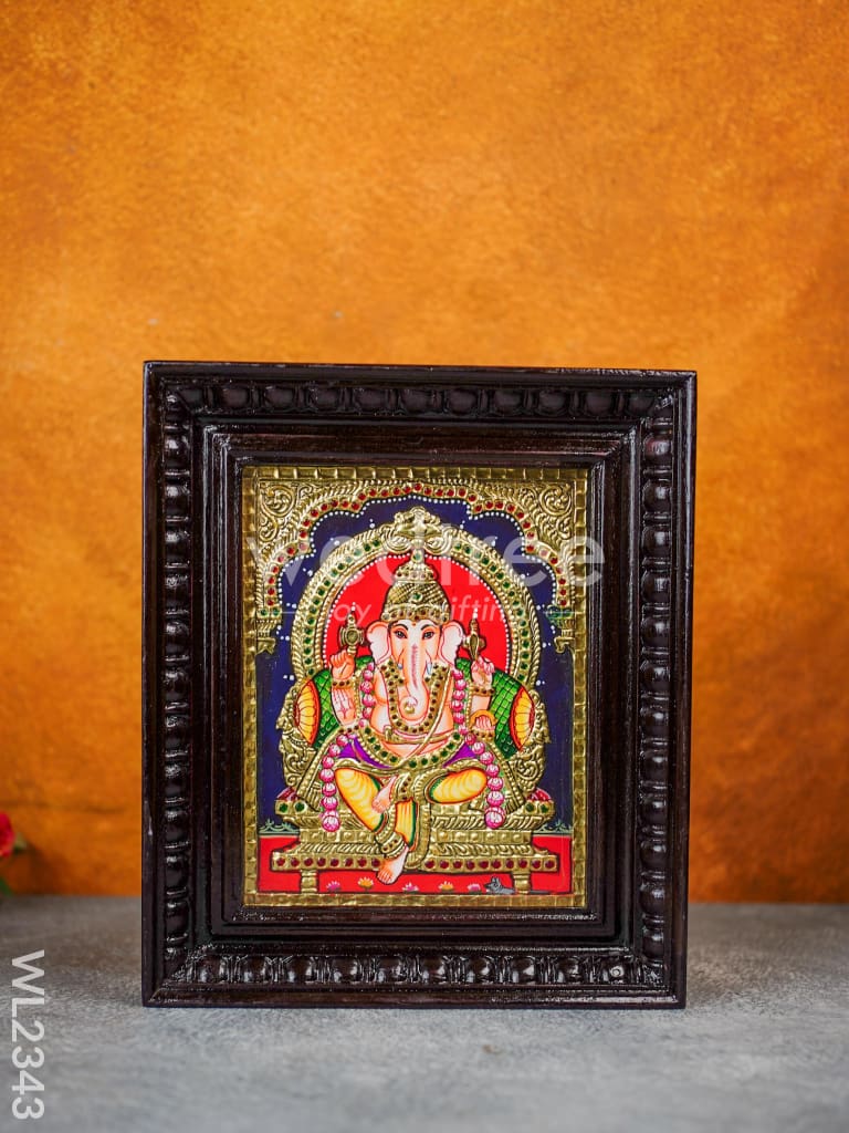 Tanjore Painting - Ganesha 10x8 - Flat (Gold foil) - WL2343