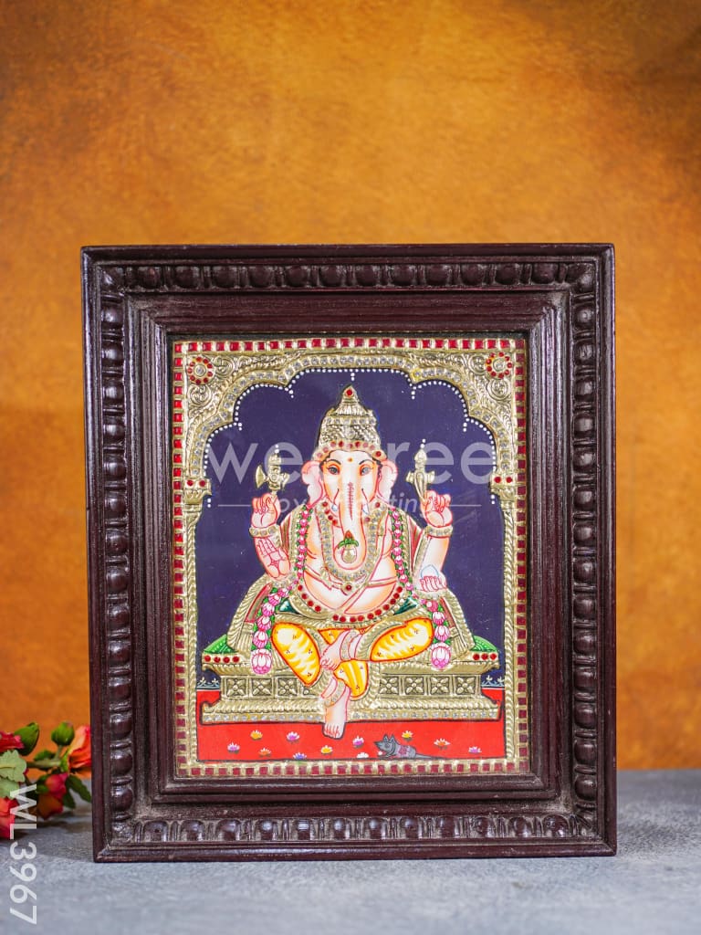 Tanjore Painting - Ganesha 12 x 10 inch - Semi Embossed - WL3967