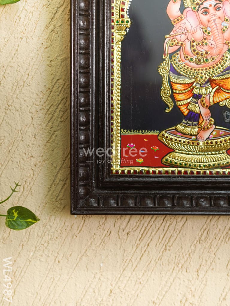 Tanjore Painting - Ganesha - Flat (Gold Foil) - 12x10 inch - WL4987