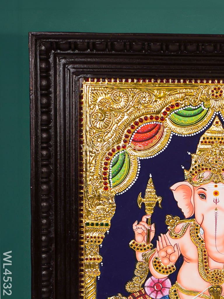 Tanjore Painting - Ganesha - Flat (Gold foil) - 20 x 16 inch - WL4532