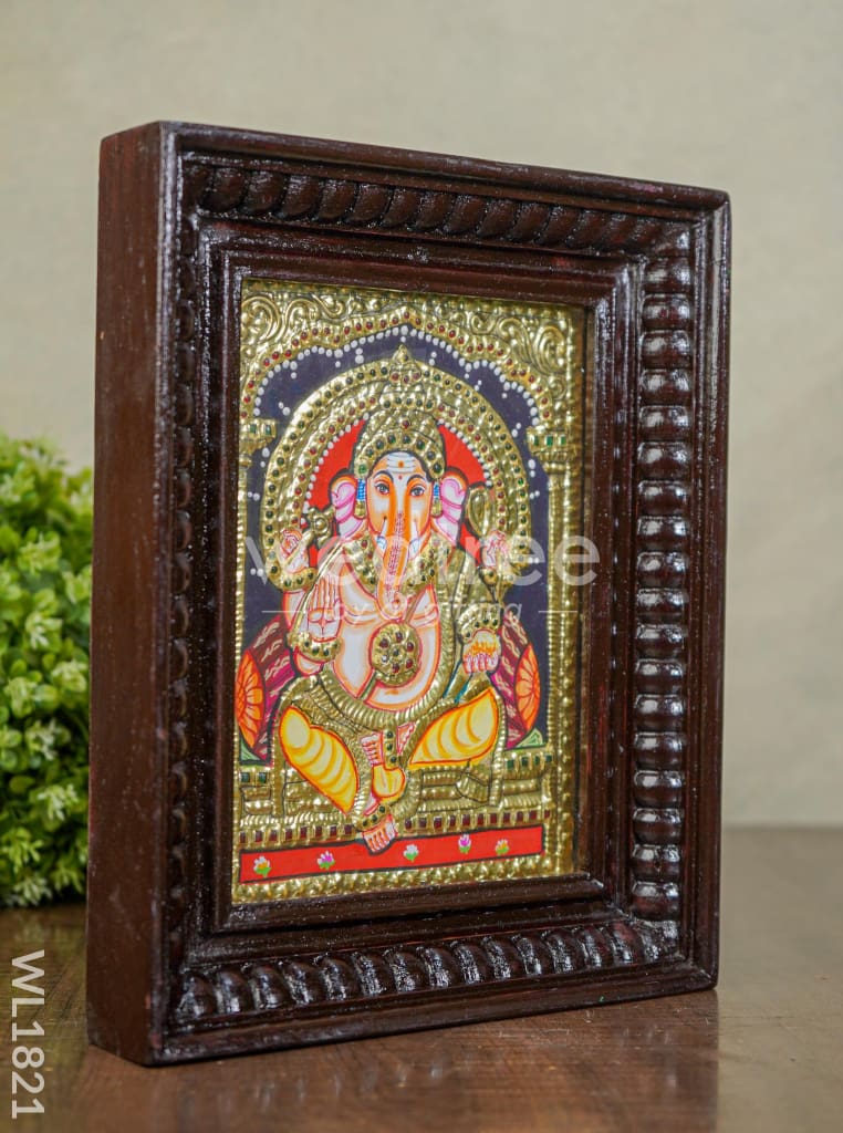 Tanjore Painting - Ganesha - Flat (Gold foil) - 8x6 - WL1821