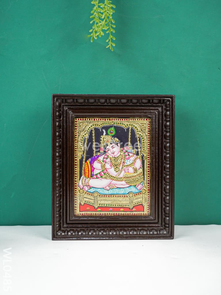 Tanjore Painting - Jhoola Krishna - Flat (Gold Foil) - 10x8 inch - WL0485