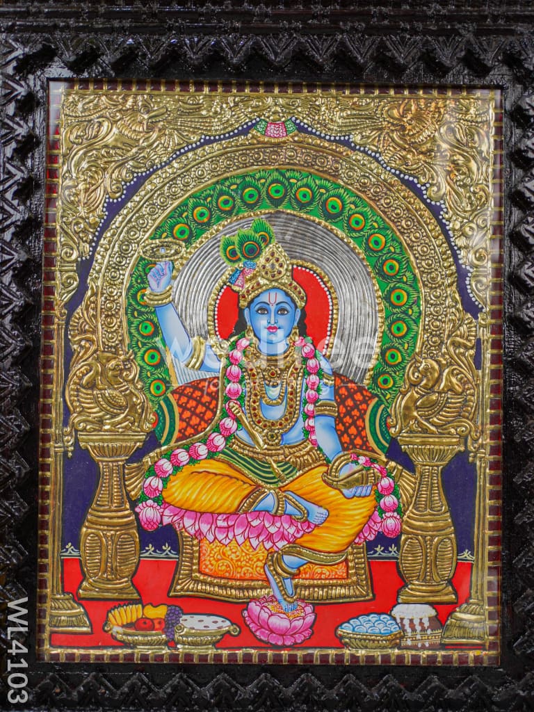 Tanjore Painting - Krishna - Flat (Gold Foil) - 15x12inch - WL4103