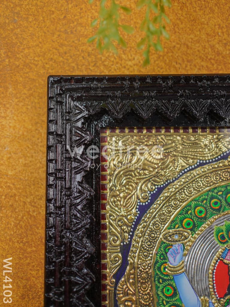 Tanjore Painting - Krishna - Flat (Gold Foil) - 15x12inch - WL4103