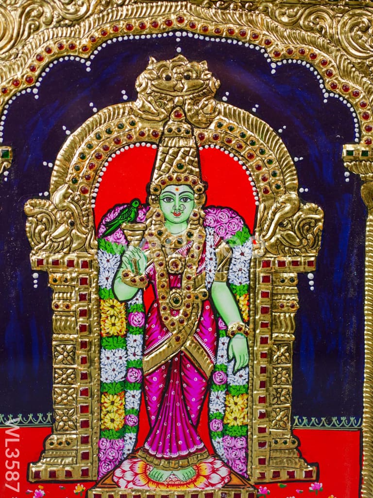 Tanjore Painting Meenakshi - Flat (Gold foil) - 12 x 10 - WL3587