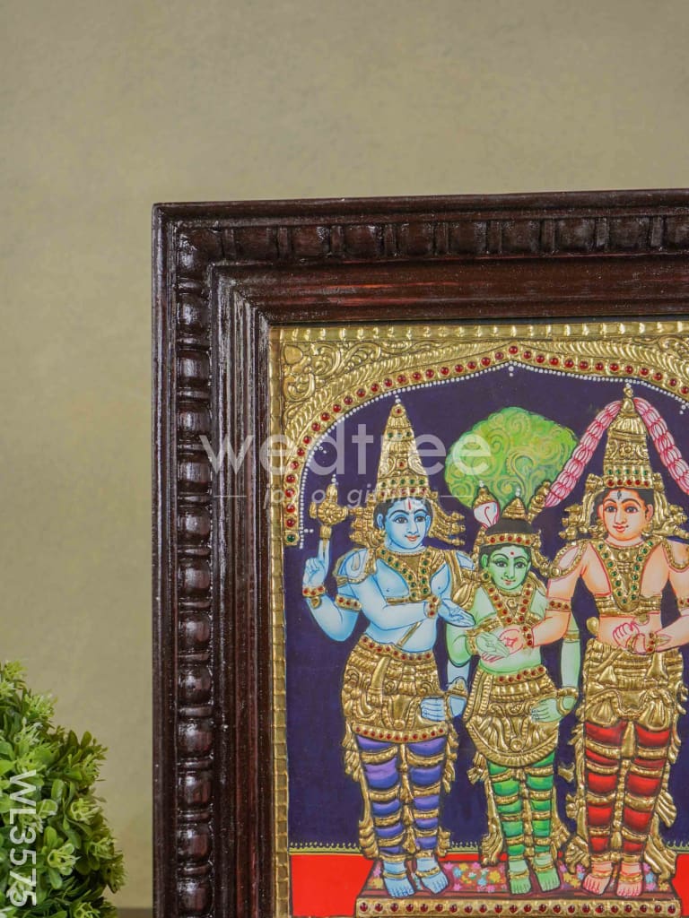 Tanjore Painting Meenakshi Kalyanam - Flat (Gold foil) - 15x12 - WL3575