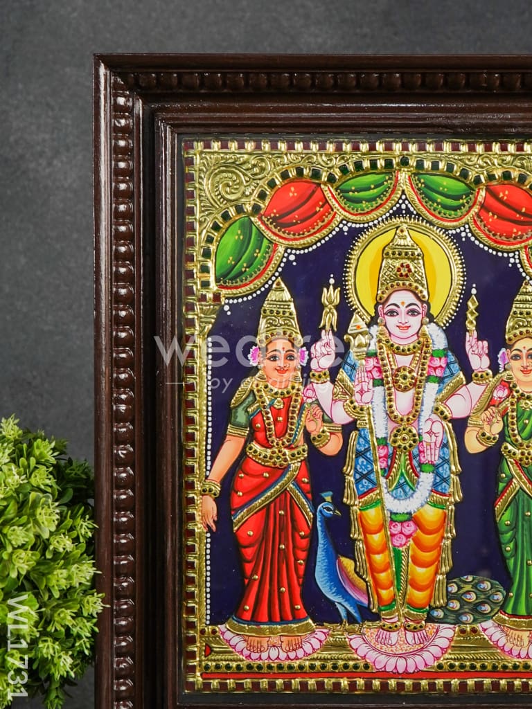 Tanjore Painting - Murugan Valli Deivanai - Direct Leaf - 15x12 - WL1731