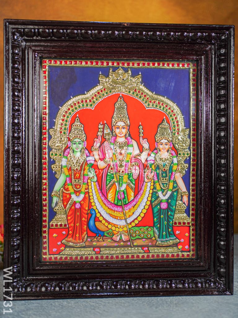 Tanjore Painting - Murugan Valli Deivanai - Direct Leaf - 15x12 - WL1731