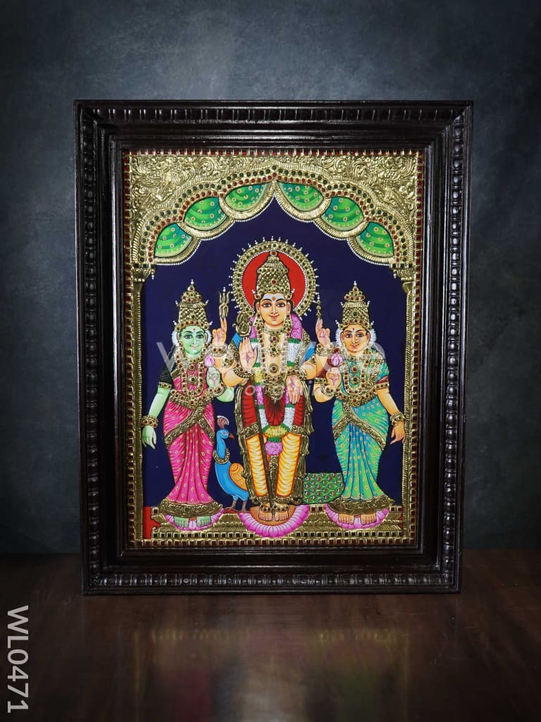 Tanjore Painting Murugan Valli Deivanai - Flat (Gold foil) - 24x18 inch - WL0471
