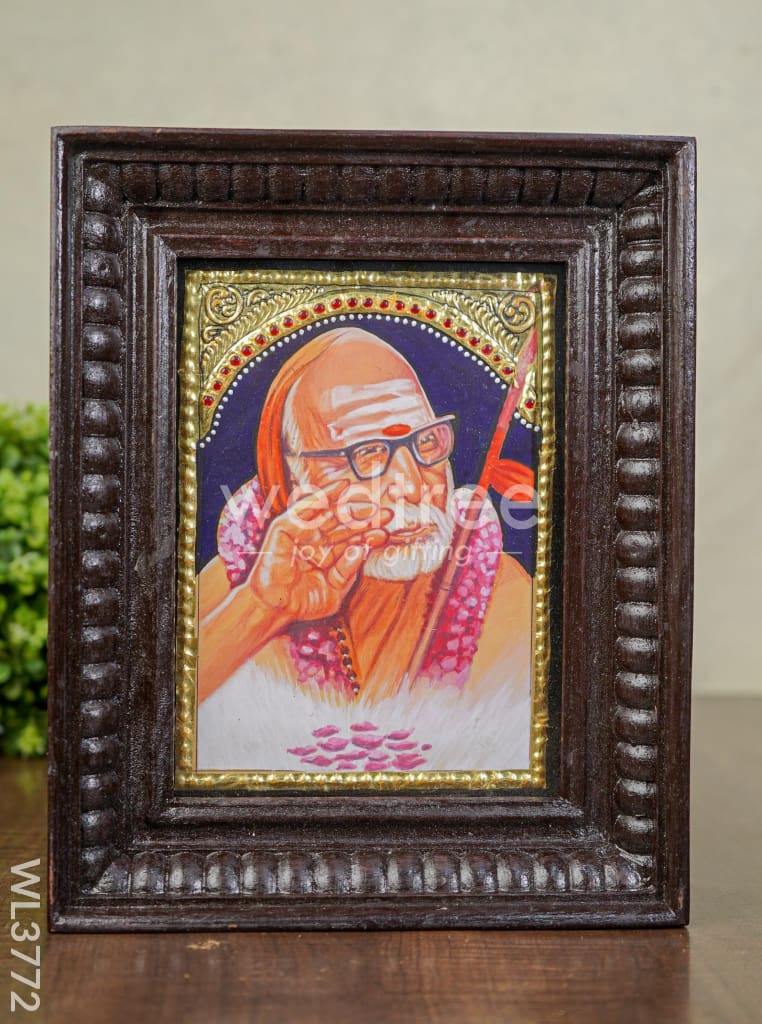 Tanjore Painting Periyava - Flat (Gold foil) - 8x6 inch - WL3772