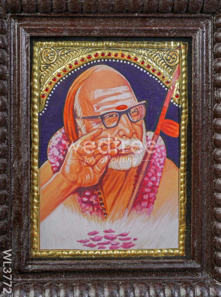 Tanjore Painting Periyava - Flat (Gold foil) - 8x6 inch - WL3772