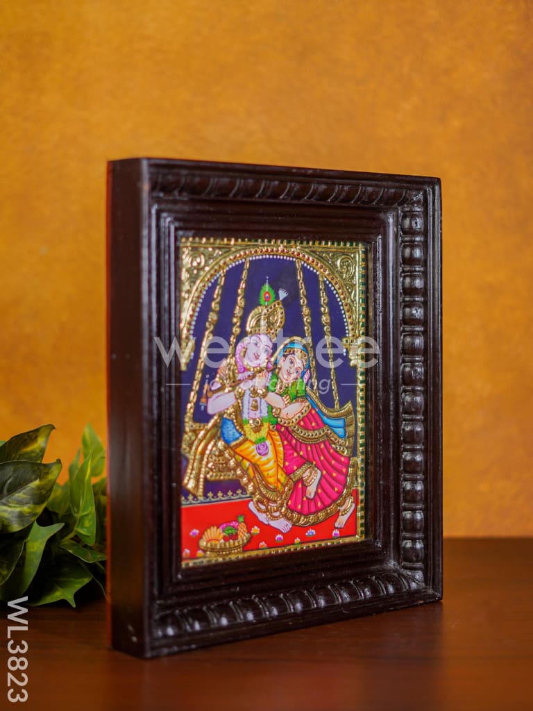 Tanjore Painting - Radha Krishna - Flat (Gold Foil) - 10x8 inch - WL3823