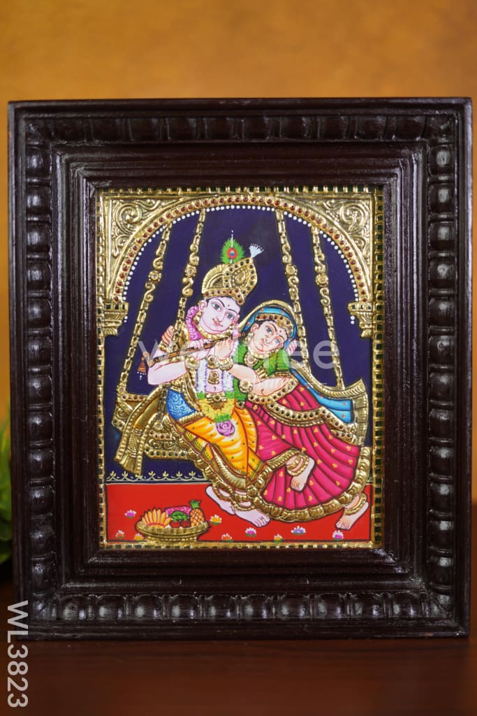 Tanjore Painting - Radha Krishna - Flat (Gold Foil) - 10x8 inch - WL3823