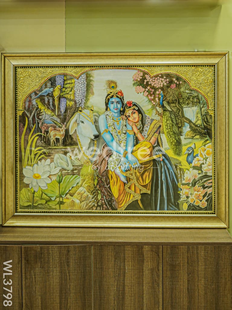 Tanjore Painting Radha Krishna - Flat (Gold foil) - 4x3ft - WL3798