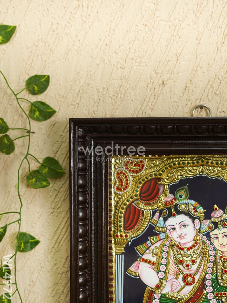 Tanjore Painting - Radha-Krishna - Semi Embossed - 15x12 inch - WL4972