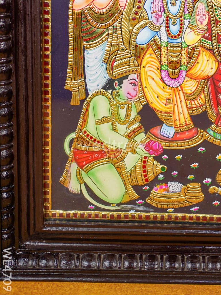 Tanjore Painting - Ram Darbar - Flat (Gold Foil) - 18x14 inch - WL4709