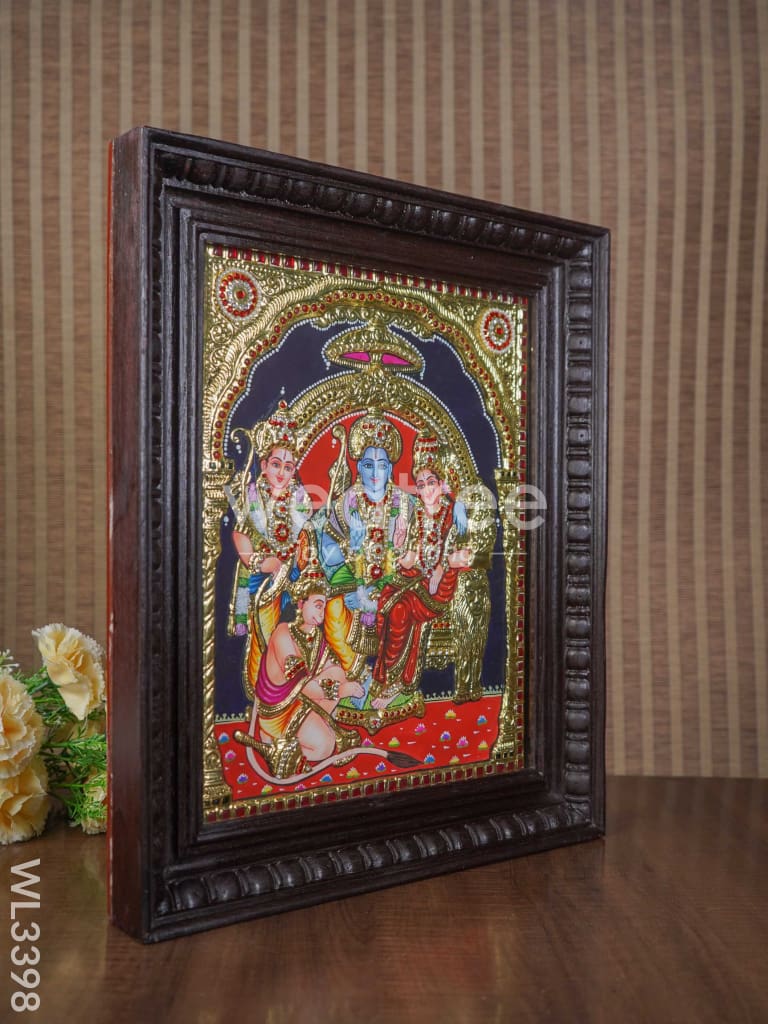Tanjore Painting Ram Darbar (Semi embossed) - 15 x 12 inch - WL3398