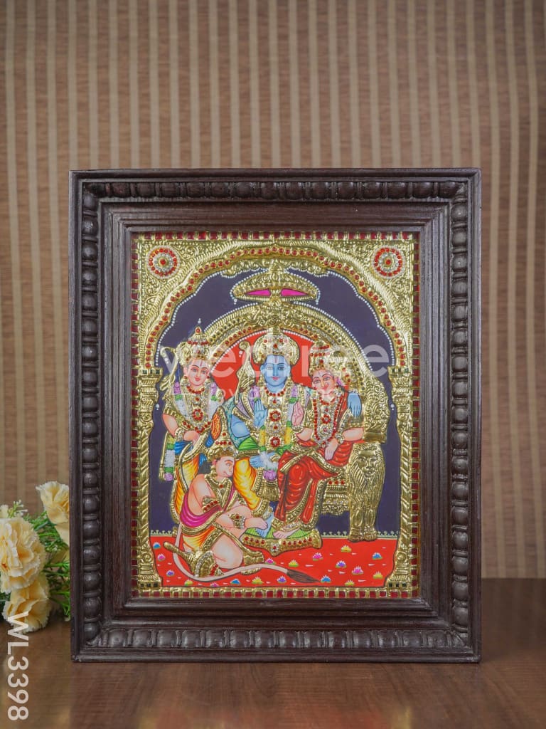 Tanjore Painting Ram Darbar (Semi embossed) - 15 x 12 inch - WL3398