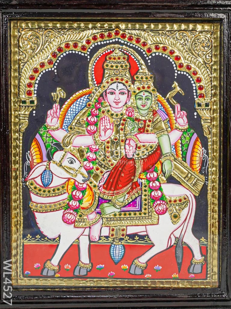 Tanjore Painting - Rishaba Vaghana - Flat (Gold foil) - 10 x 8 inch - WL4527