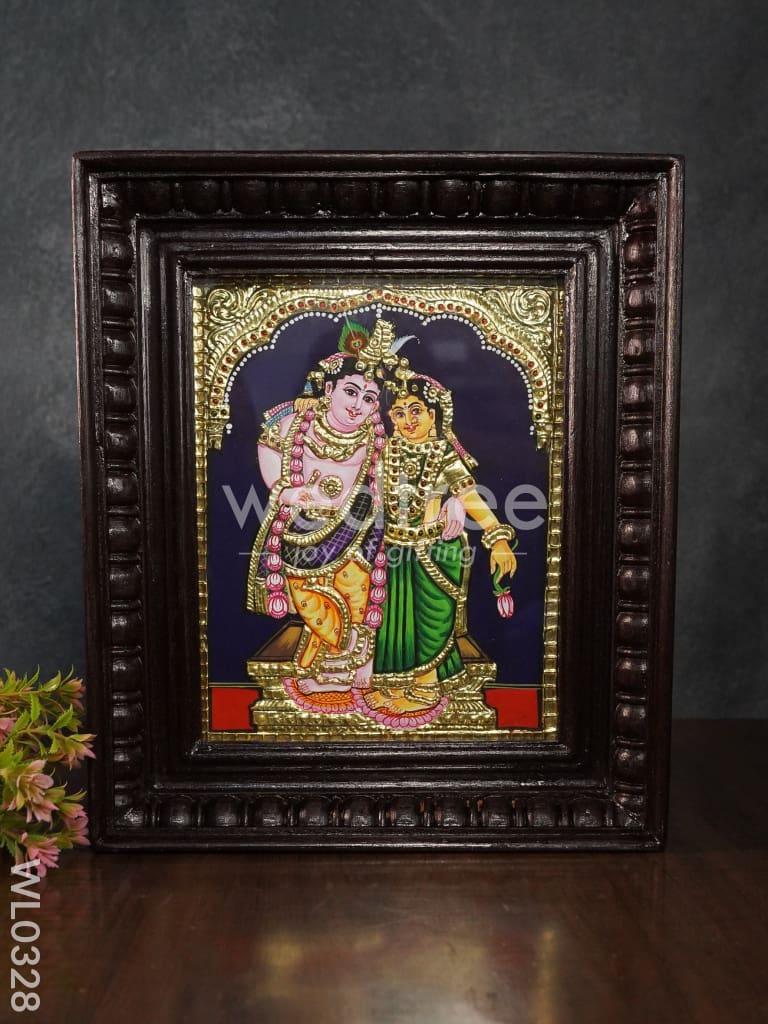 Tanjore painting Rukmini Krishna - Flat (Gold foil) - 8x6 inch - WL0328