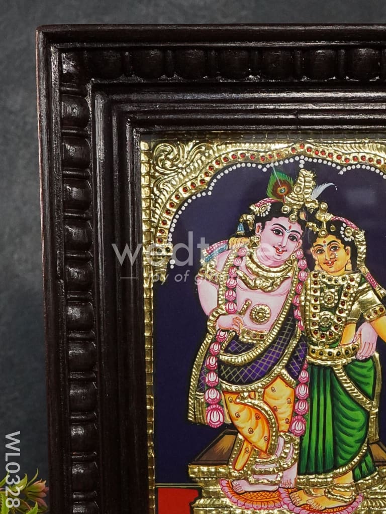 Tanjore painting Rukmini Krishna - Flat (Gold foil) - 8x6 inch - WL0328