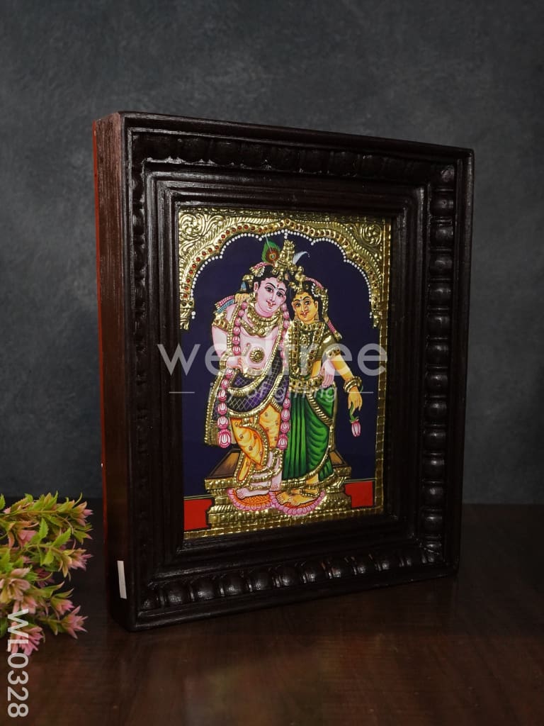 Tanjore painting Rukmini Krishna - Flat (Gold foil) - 8x6 inch - WL0328