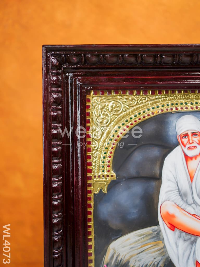 Tanjore Painting - Sai Baba - Flat (Gold Foil) - 15x12 inch - WL4073
