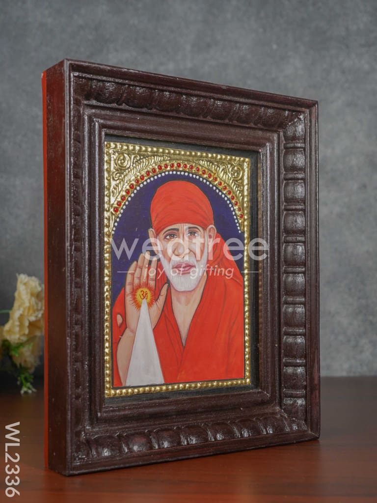 Tanjore Painting - Sai Baba - Flat (Gold Foil) - 8x6 inch - WL2336