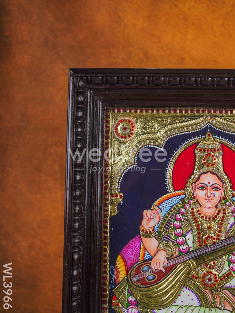 Tanjore Painting - Saraswathi - Semi Embossed - 18x14 inch - WL3966