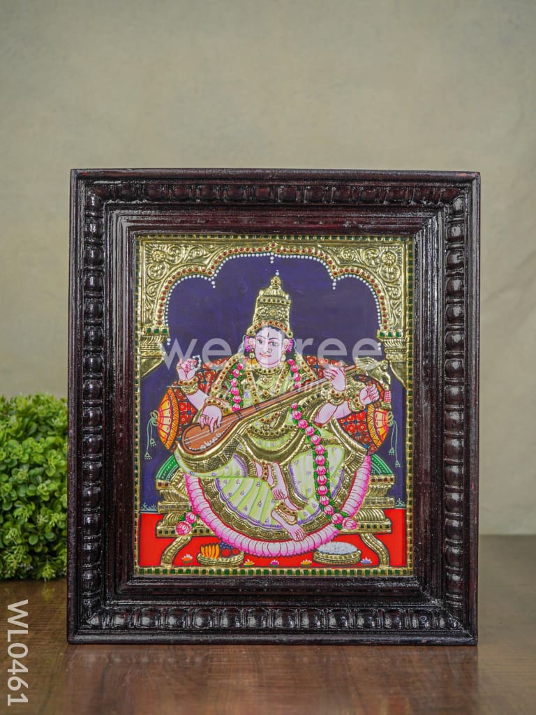 Tanjore Painting Saraswathi - Flat (Gold foil) - 15x12 inch - WL0461