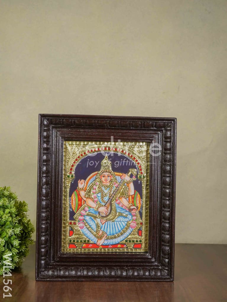 Tanjore Painting Saraswathi - Flat (Gold foil) - 8x6 inch - WL1561
