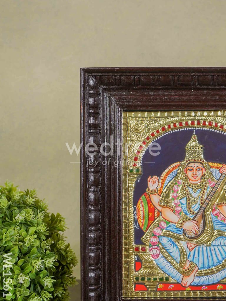 Tanjore Painting Saraswathi - Flat (Gold foil) - 8x6 inch - WL1561