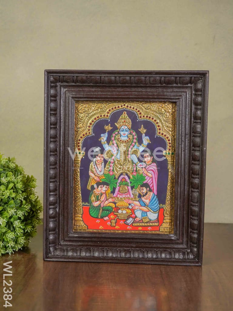 Tanjore Painting Sathya Narayana Pooja - Flat (Gold foil) - 8x6 - WL2384