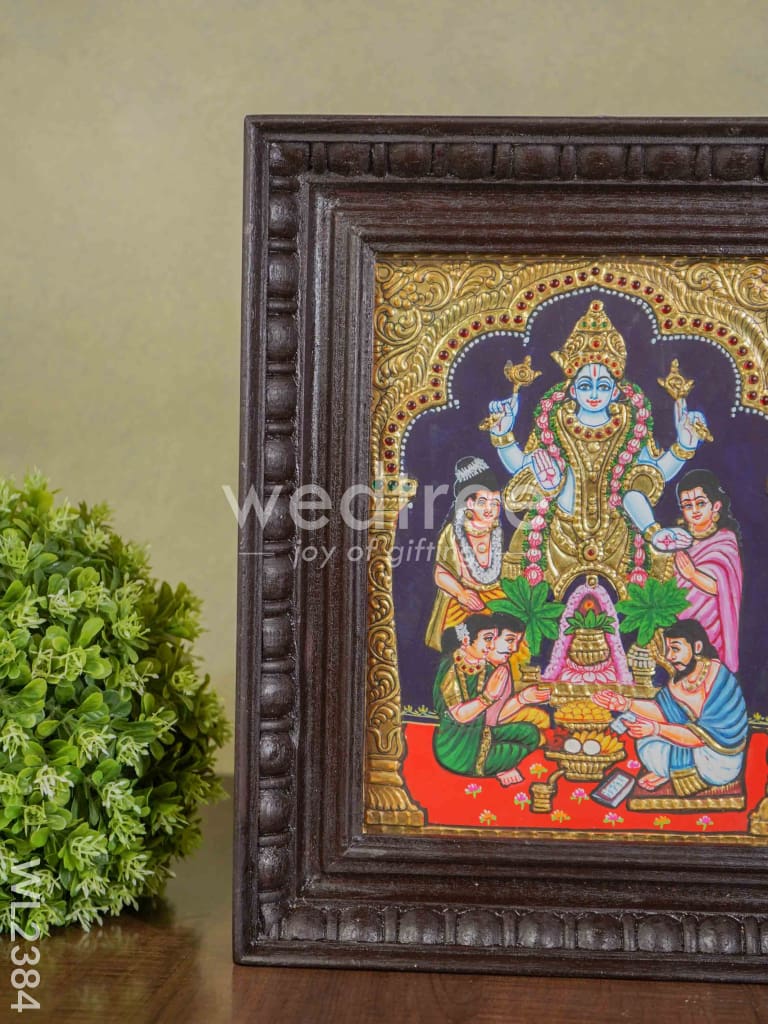 Tanjore Painting Sathya Narayana Pooja - Flat (Gold foil) - 8x6 - WL2384