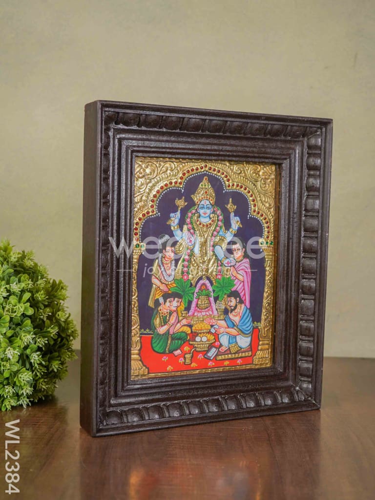 Tanjore Painting Sathya Narayana Pooja - Flat (Gold foil) - 8x6 - WL2384