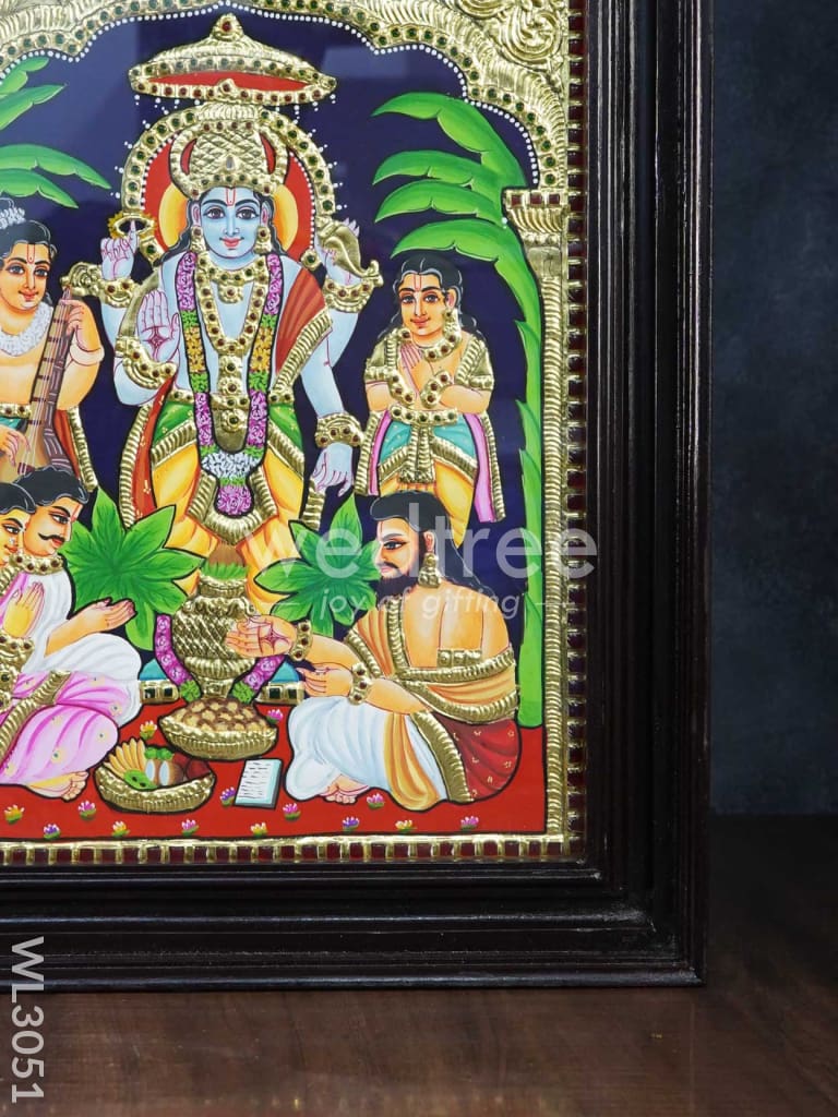 Tanjore Painting - Satya Narayana Pooja - Flat (Gold Foil) - 18x14 inch - WL3051