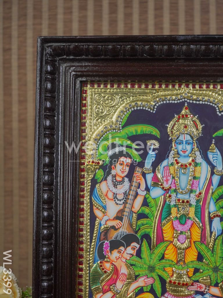Tanjore Painting - Satya Narayana Pooja - Semi Embossed - 15x12 inch - WL3399